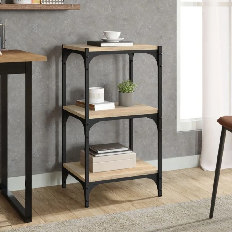 Image of Vidaxl Book Cabinet Sonoma Oak 40X33X70.5cm Engineered Wood And Steel, Brown 819308