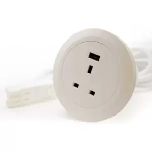 Image of Ion in-surface power module 1 x UK sockets and 1 x USB Charger (type A) - white