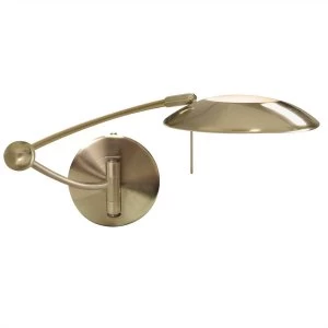 Image of Dimmable Swing Arm 1 Light Indoor Wall Light White, Antique Brass