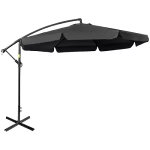 image of Outsunny 2.7m Garden Banana Parasol Cantilever Umbrella with Crank Handle and Cross Base for Outdoor, Hanging Sun Shade, Black