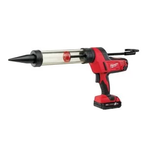 Image of Milwaukee Power Tools C18 PCG/400T Transparent Tube Caulking Gun 400ml 18V 1 x 2.0Ah Li-ion