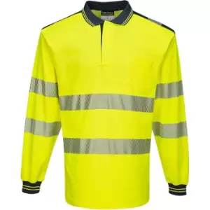 Portwest T184 Hi Vis Polo Shirt Yellow / Navy 3XL