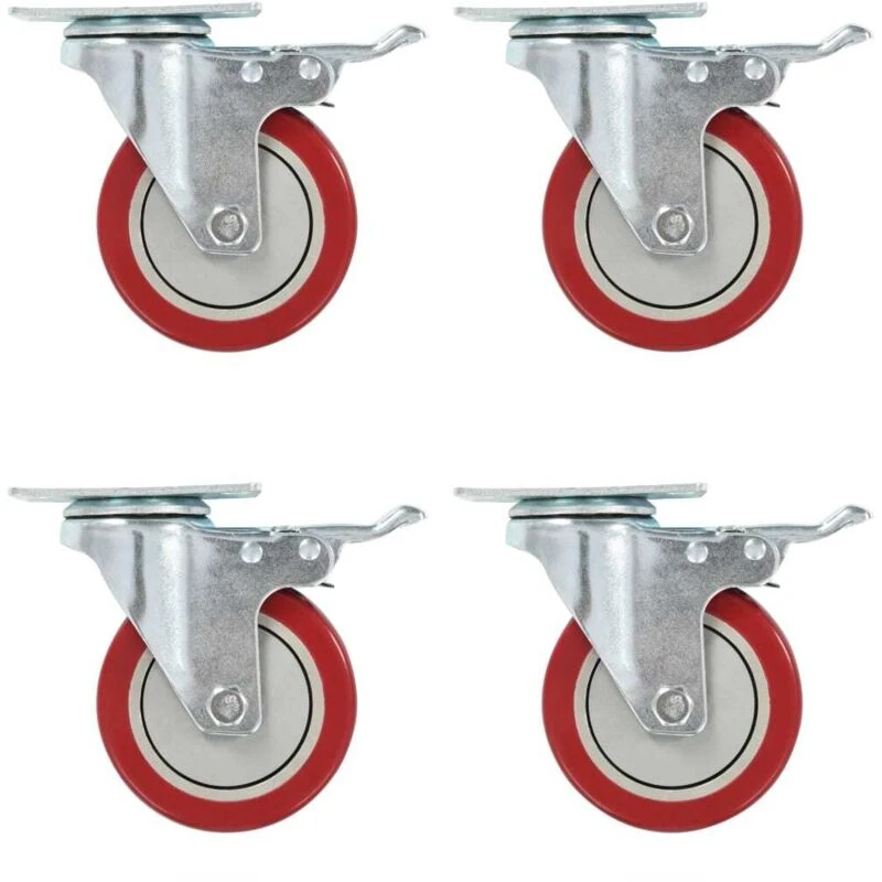 Image of VIDAXL Swivel Casters with Double Brakes 4 pcs 100 mm vidaXL 8718475720652