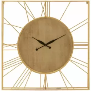 image of Premier Housewares Wall Clock Wooden Clocks For Living Room Gold Roman Numbers Kitchen Clocks Wall Contemporary Clocks For Bedrooms 91 x 10 x 91