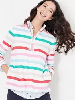 Image of Joules Pip Stripe Half Zip Jumper - Cream, Multi, Size 10, Women