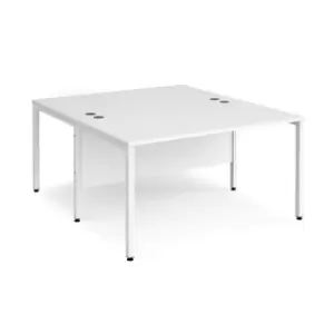 image of Office Desk 2 Person Rectangular Desk 1400mm White Tops With White Frames 1600mm Depth Maestro 25