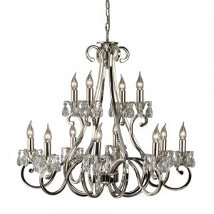 image of 12 Light Chandelier Polished Nickel Plate Finish, E14