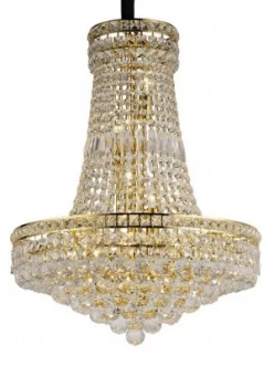 Image of Ceiling Pendant Chandelier 14 Light French Gold, Crystal