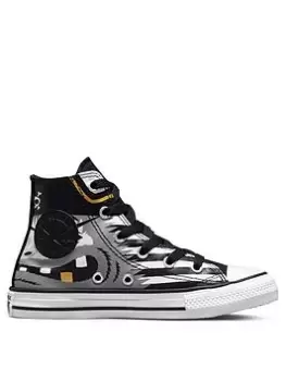 Image of Converse Chuck Taylor All Star Hi Childrens Boys Pirate Print Trainers -White/Black/Gold, White/Black/Gold, Size 11