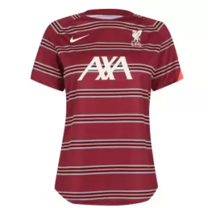 Image of Nike Liverpool Pre Match Shirt 2021 2022 Ladies - Red