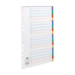 Image of Concord Plastic Index Polypropylene 120 Micron Europunched A-Z Extra Wide A4 Assorted Ref 67099