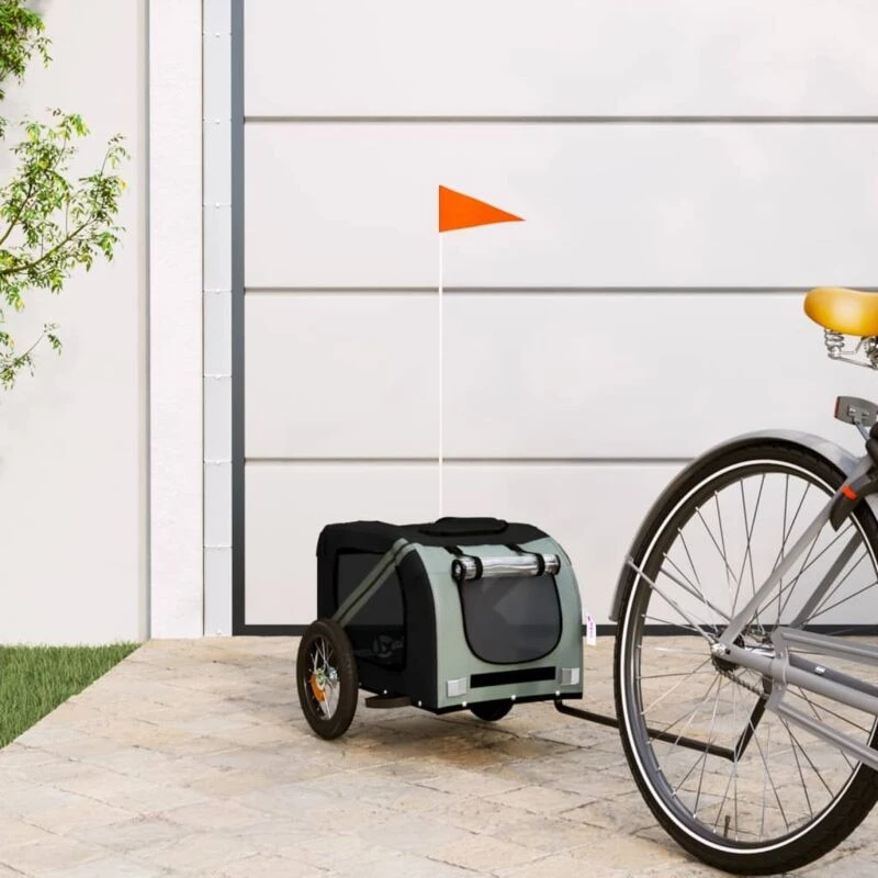 Image of VIDAXL Vidaxl - Pet Bike Trailer Grey and Black Oxford Fabric and Iron 8720845769529