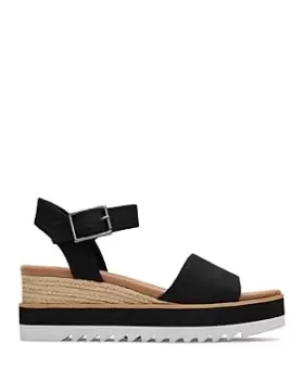 Image of Toms Womens Diana Canvas Ankle Strap Espadrille Wedge Sandals
