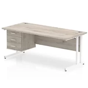 image of Dynamic Right Hand Desk Impulse MIRDC18FP3WGRY Corner Desk MFC 1400 mm x 800 mm x 730 mm Oak