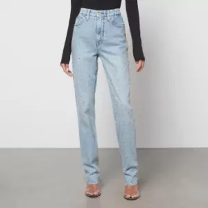 Image of Good American Good Icon Crystal-Embellished Straight-Leg Denim Jeans - W29/L29