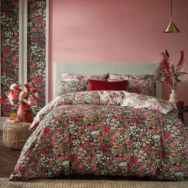 Image of Graham & Brown Wallflower Duvet Set, Super King, Rust Black
