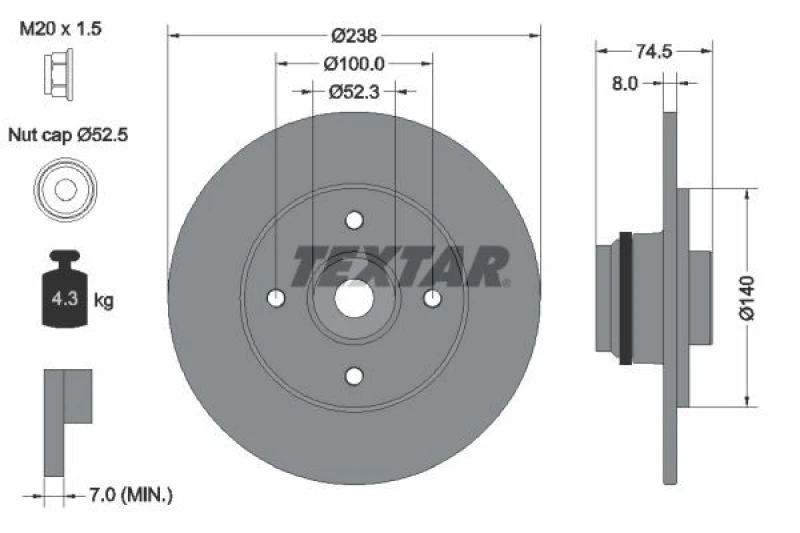 Image of Brake disc TEXTAR 92154003