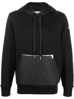 image of MONCLER Panelled Cotton Hoodie Black