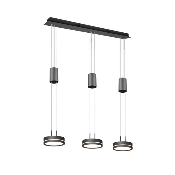 Image of Franklin Modern 3 Light Bar Pendant Ceiling Light Anthracite 3000K