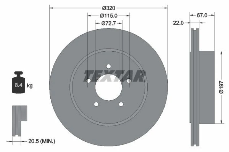Image of Brake disc TEXTAR 92177205