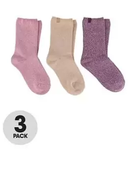 image of TOTES 3 Pack Kids Cotton Ankle Socks - Multi, Pink/Purple, Size 7-10 Years, Women