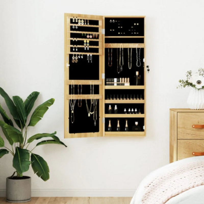 Image of VIDAXL Mirror Jewellery Cabinet Wall Mounted 37.5x10x106cm Vidaxl 8720845811259