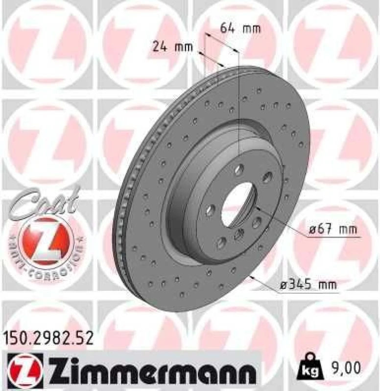 Image of ZIMMERMANN Brake disc ZIMMERMANN 150.2982.52