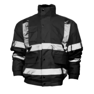 image of Yoko Mens Hi-Vis Bomber Jacket (XL) (Black)