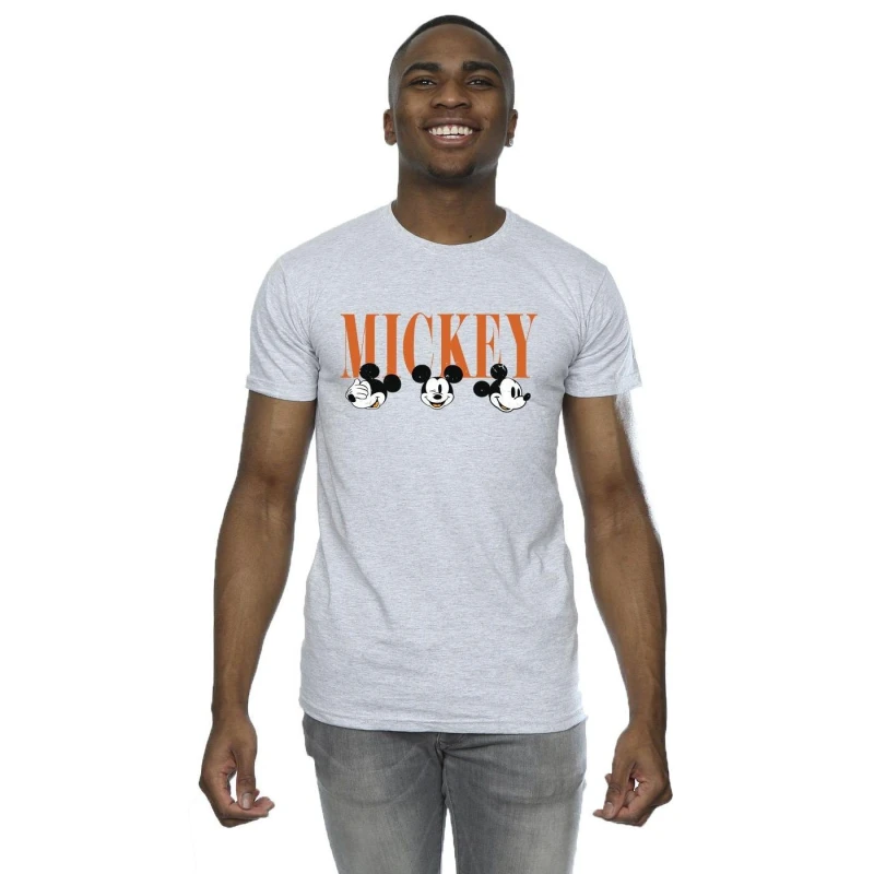 Image of Disney Men Mickey Mouse Faces T-Shirt in Grey Size: Small Grey S Male 5063153623675