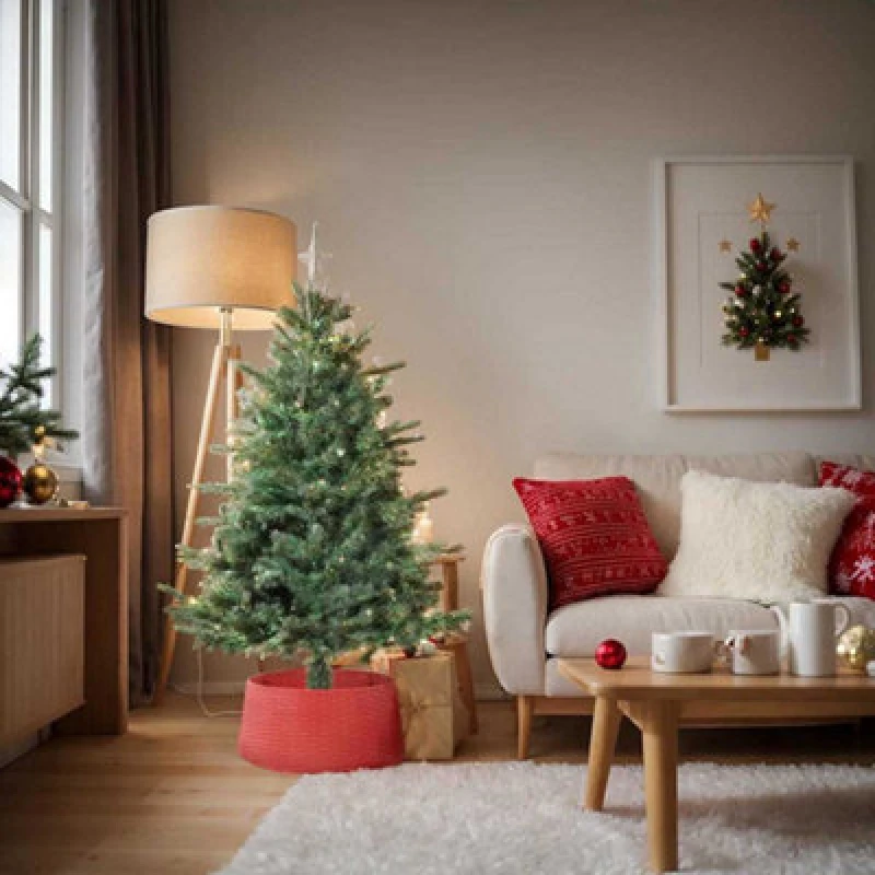 Image of Vidaxl Christmastreeskirt Red 65 X 24cm Plastic