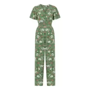 image of Yumi Green Daisy Jumpsuit With Angel Sleeves - Green