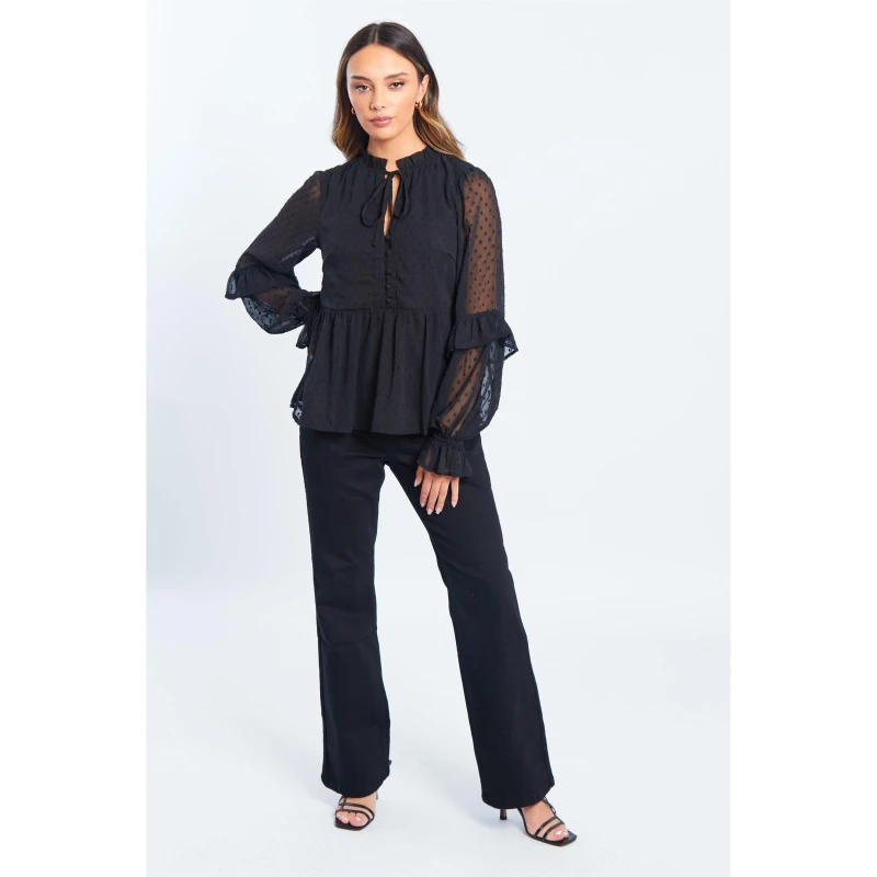 Image of Be You Dobby Blouse Womens - Black 8