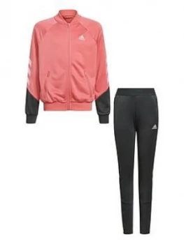 Image of adidas Girls Junior XFG Tracksuit - Pink/Grey, Size 9-10 Years, Women
