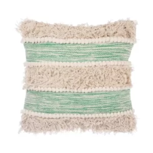 image of Sass & Belle Green Scandi Boho Tufted Stripe Cushion