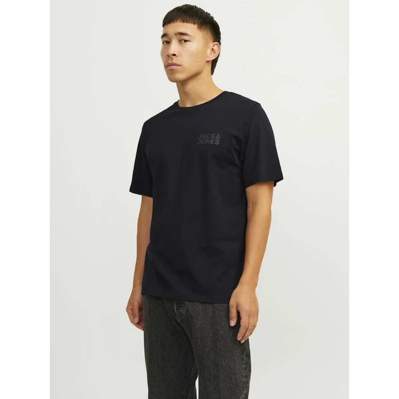 Image of jack & jones Corp Small Logo T-Shirt Black + Black Cotton M