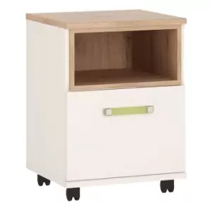 image of 4Kids 1 Door Desk Mobile In Light Oak And White High Gloss (Lemon Handles)