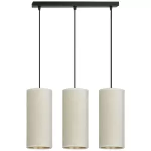 Image of Emibig Bente Black Bar Pendant Ceiling Light with White Fabric Shades, 3x E14