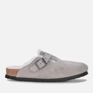 image of Birkenstock Womens Boston Suede/Shearling Mules - Stone Coin - UK 8