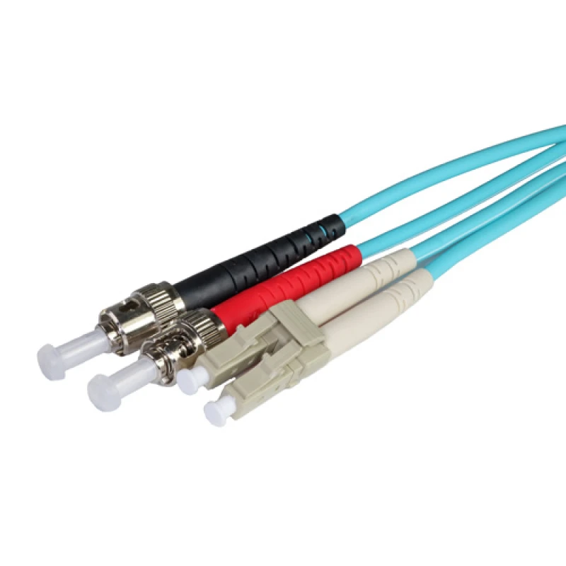 Image of Cablenet 0.5m OM3 50/125 LC-ST Duplex Aqua LSOH Fibre Patch Lead