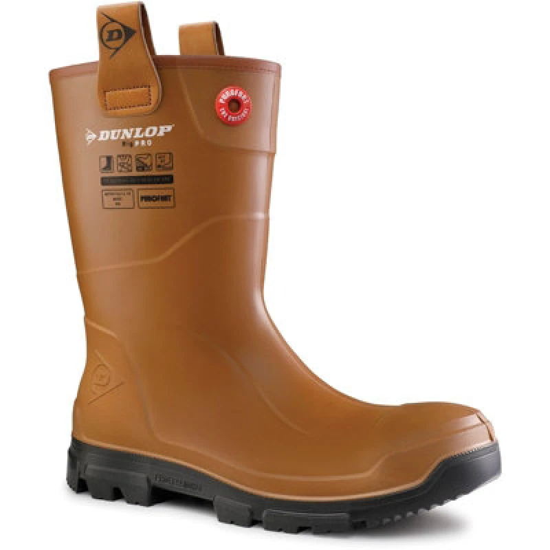 Image of Dunlop Mens Purofort Rig Pro Safety Wellington Boots UK Size 10.5 (EU 45) Brown/Black DUN082-BROWN-10.5