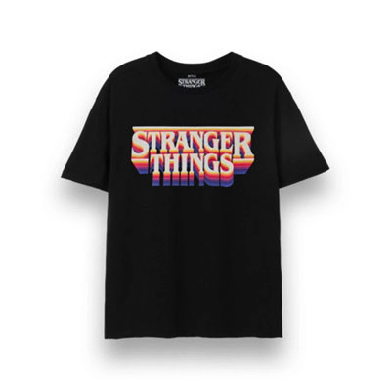 Image of Stranger Things Stranger Things Short Sleeved T-Shirt in Black Size: Small Black S Unisex 5063203037315