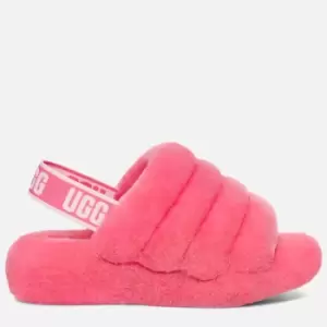 image of UGG Womens Fluff Yeah Slide Sheepskin Slippers - Pink Rose - UK 4