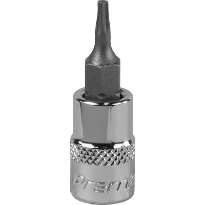 Image of Loops T8 TRX Star Socket Bit - 1/4" Square Drive - PREMIUM S2 Steel Head Knurled Grip Metallics