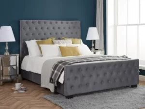 image of Birlea Marquis 4ft6 Double Grey Velvet Upholstered Fabric Bed Frame