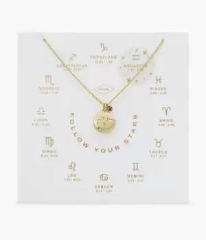 Image of Fossil Women Aquarius Crystal Gold Tone Brass Pendant Necklace