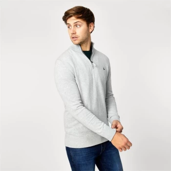 image of Jack Wills Funnel Neck Half Zip Jumper - Lt Ash Marl