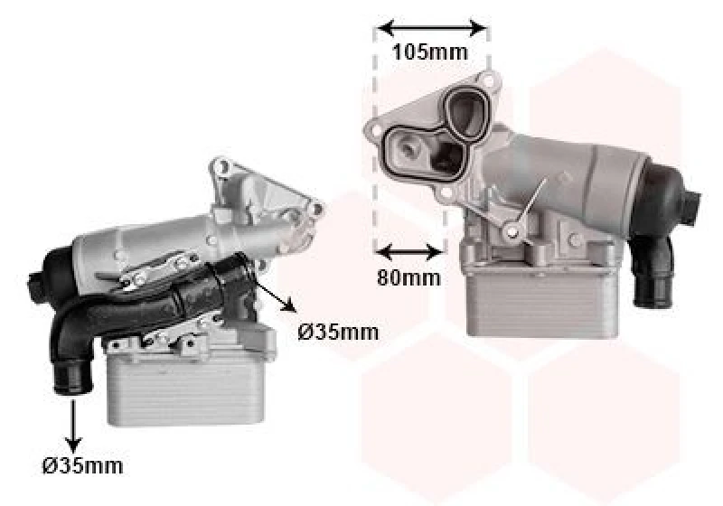 Image of VAN WEZEL Engine oil cooler VAN WEZEL 43013710