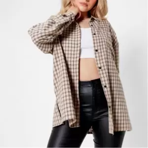 Image of I Saw It First ISAWITFIRST Check Oversized Shirt - Cream