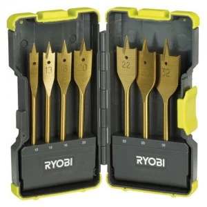 image of Ryobi 7 Piece Flat Wood Drill Bit Set