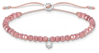 image of Thomas Sabo Charming Silver Stone Rose Quartz Beaded Tie Jewellery